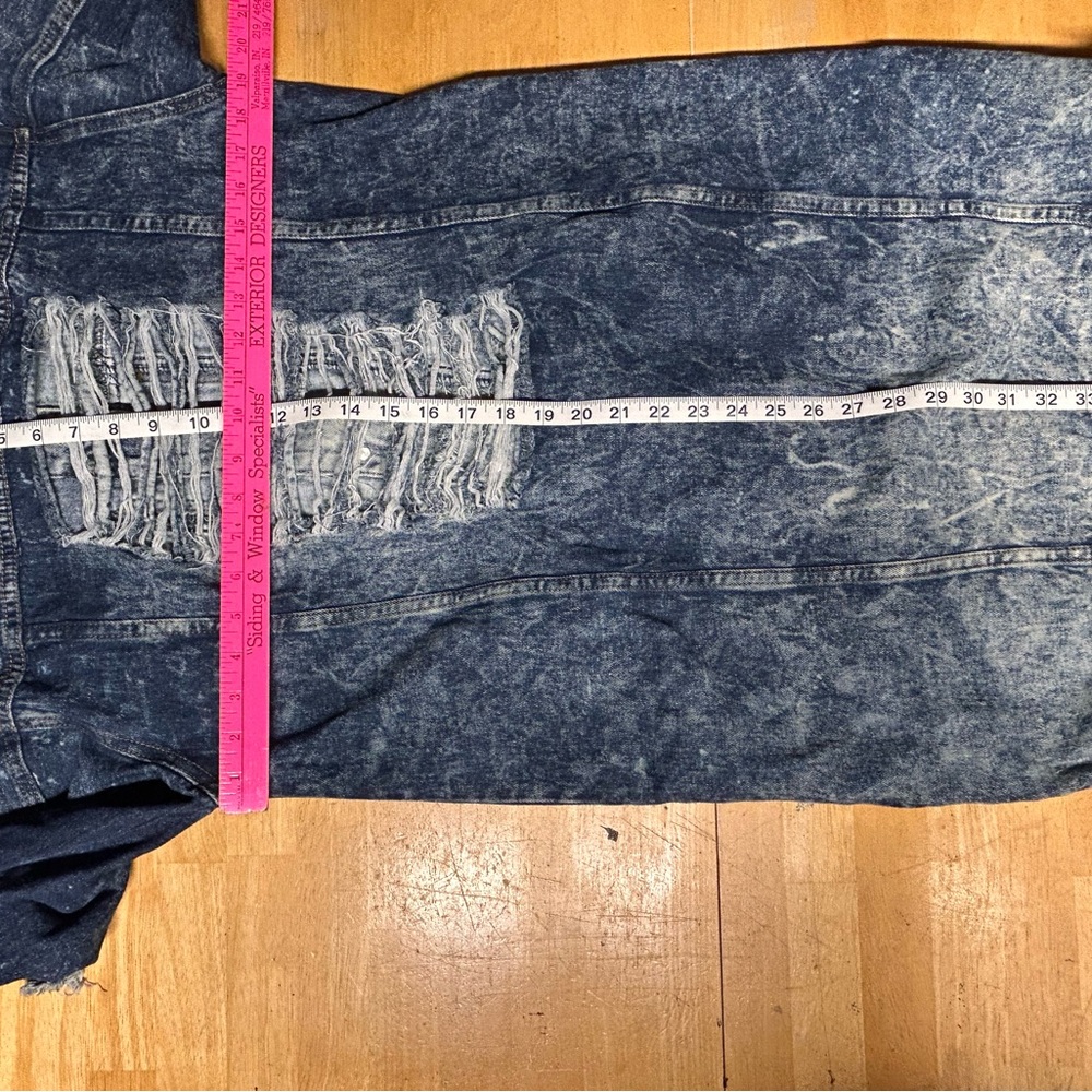Distressed Denim Long Jacket - Picture 3 of 6